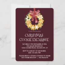 Christmas Cookie Wreath with Burgundy Background