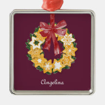 Christmas Cookie Wreath with Deep Plum Background