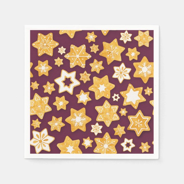 Christmas Cookie Wreath with Deep Plum Background Napkins (Front)