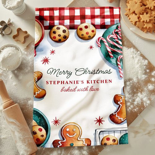 Christmas Cookies And Candy Canes Personalized Kitchen Towel