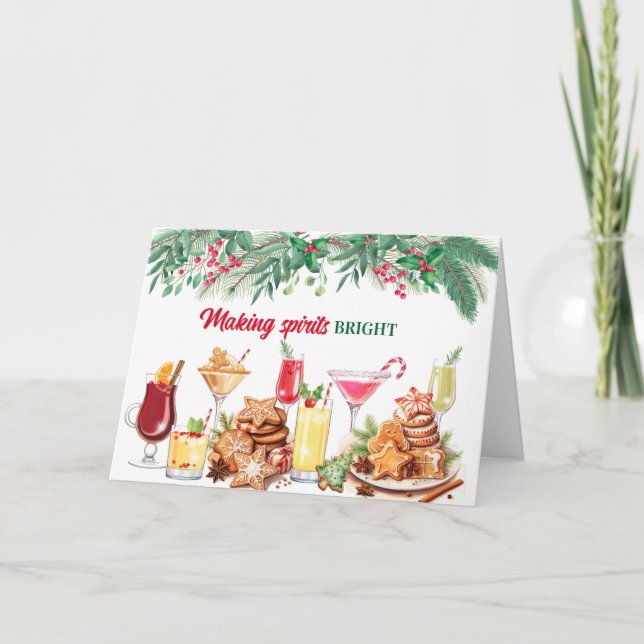 Christmas Cookies and Cocktails Holiday Party Thank You Card (Front)