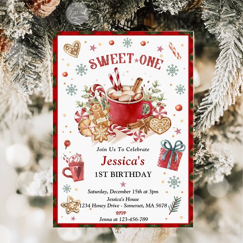  Christmas Cookies and Cocoa 1st Birthday Party Invitation