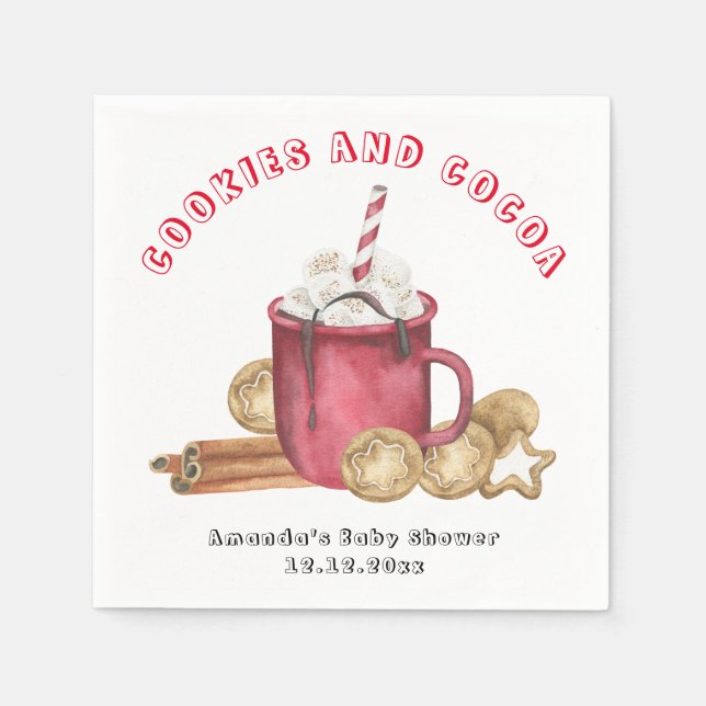 Christmas cookies and cocoa baby shower napkins (Front)