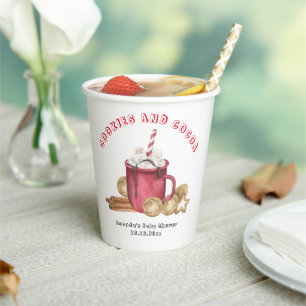 Christmas cookies and cocoa baby shower paper cups