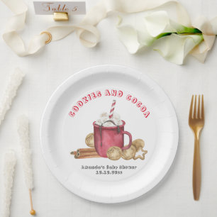Christmas cookies and cocoa baby shower paper plates