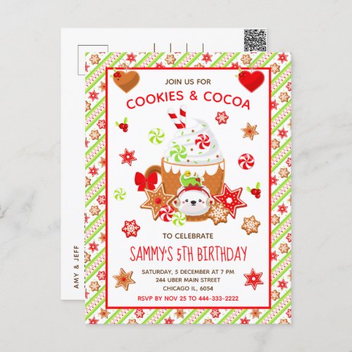 Christmas Cookies and Cocoa Birthday Green Postcard