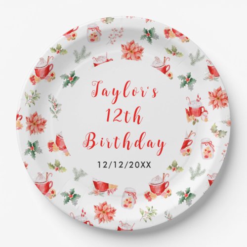 Christmas Cookies and Cocoa Birthday Party Red Paper Plates