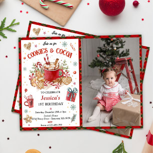 Christmas Cookies and Cocoa Birthday Photo Invitation