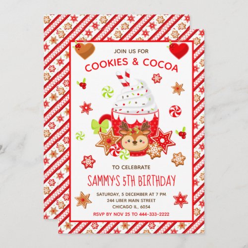 Christmas Cookies and Cocoa Birthday Red Invitation