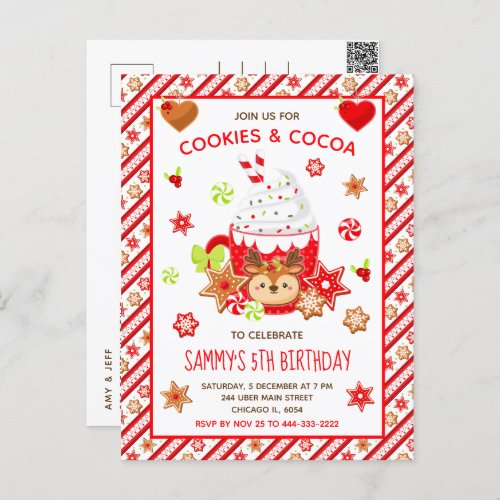 Christmas Cookies and Cocoa Birthday Red Postcard