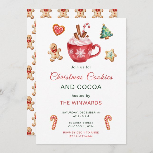 Christmas Cookies and Cocoa Party Invitation (Front/Back)