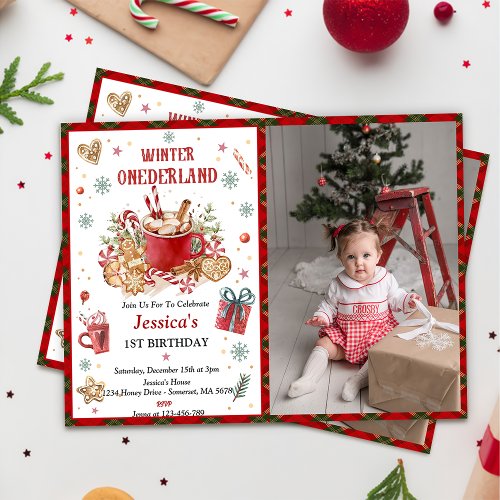 Christmas Cookies and Cocoa Winter Onederland  Invitation