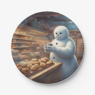 Christmas cookies and coffee Snowman party Paper Plates