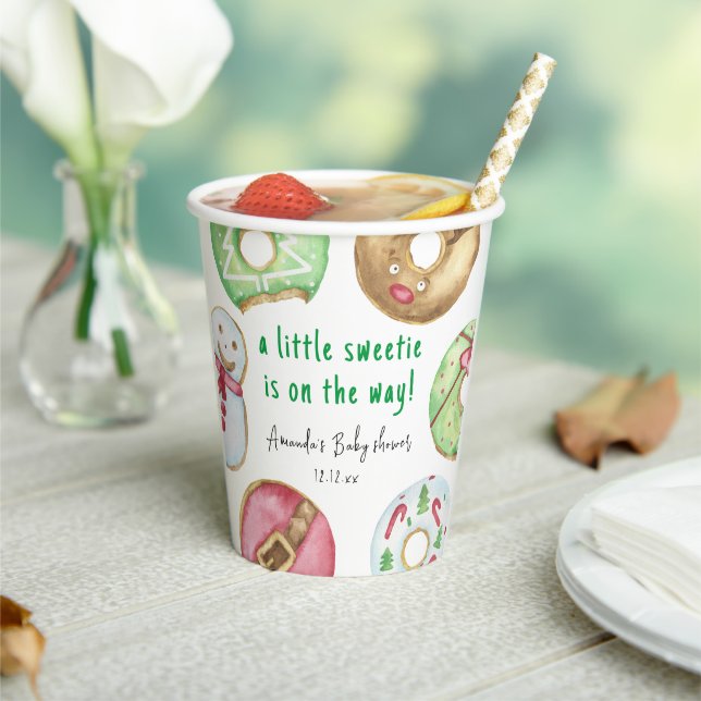 Christmas cookies and donuts baby shower paper cups (Insitu)