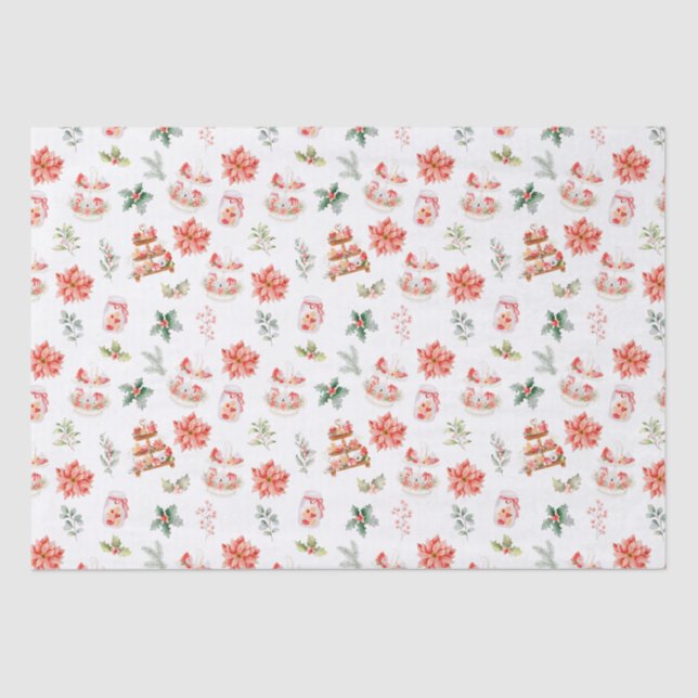 Christmas Cookies and Foliage Red Tissue Paper (Front)