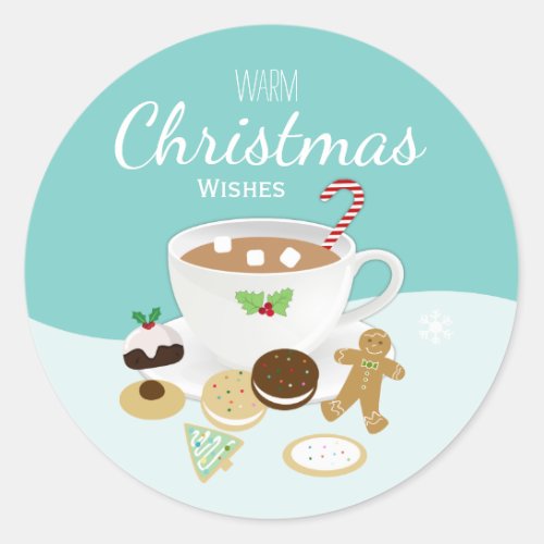 Christmas cookies and hot chocolate coffee holiday classic round sticker