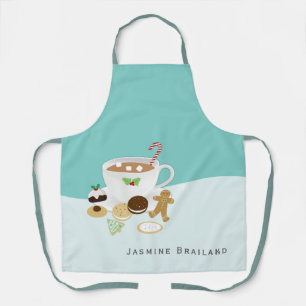 Christmas cookies and hot chocolate custom name apron