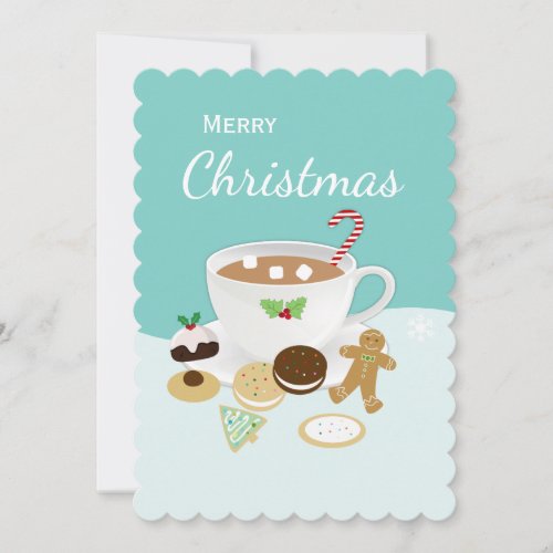 Christmas cookies and hot chocolate holiday card