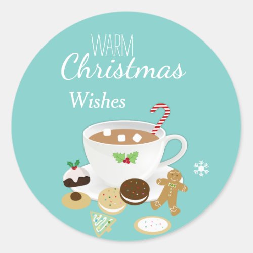 Christmas cookies and hot chocolate holiday        classic round sticker