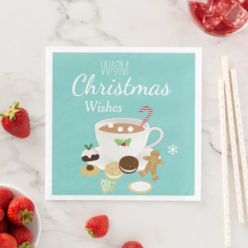 Christmas cookies and hot chocolate holiday     paper dinner napkins