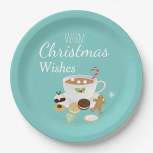 Christmas cookies and hot chocolate holiday paper plates