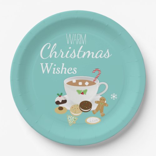 Christmas cookies and hot chocolate holiday      paper plates