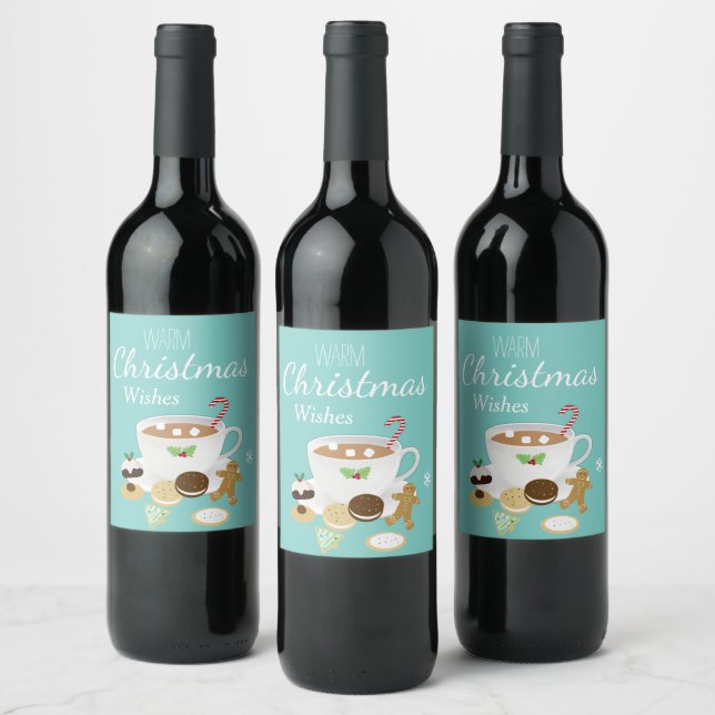 Christmas cookies and hot chocolate holiday        wine label (Bottles)