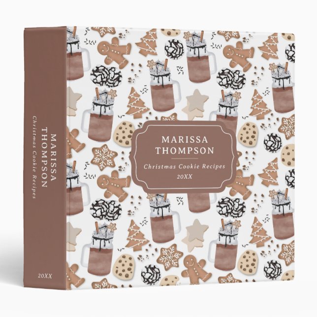 Christmas Cookies and Hot Cocoa Holiday Baking 3 Ring Binder (Front/Spine)