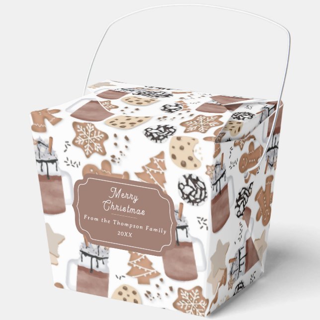 Christmas Cookies and Hot Cocoa Holiday Baking Favor Boxes (Front)