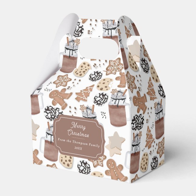 Christmas Cookies and Hot Cocoa Holiday Baking Favor Boxes (Front Side)