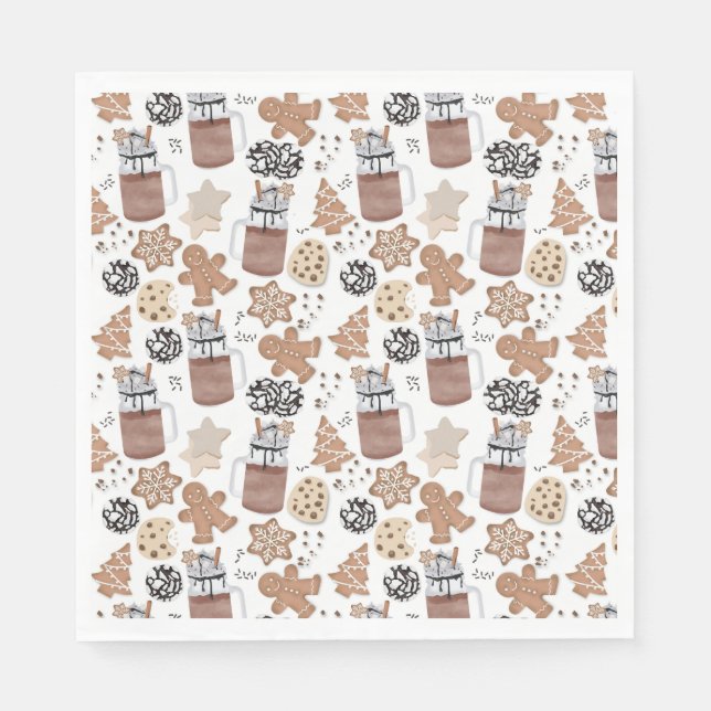 Christmas Cookies and Hot Cocoa Holiday Baking Napkins (Front)