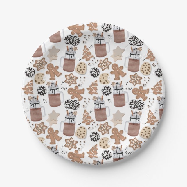 Christmas Cookies and Hot Cocoa Holiday Baking Paper Plates (Front)