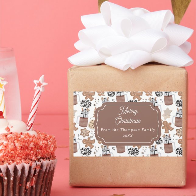 Christmas Cookies and Hot Cocoa Holiday Baking Rectangular Sticker (Party)