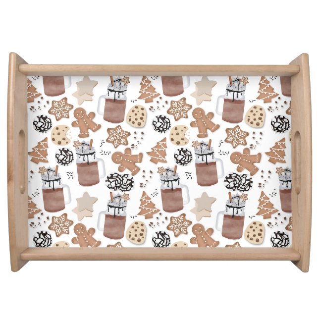 Christmas Cookies and Hot Cocoa Holiday Baking Serving Tray (Front)