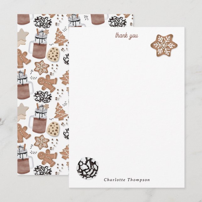 Christmas Cookies and Hot Cocoa Holiday Baking Thank You Card (Front/Back)