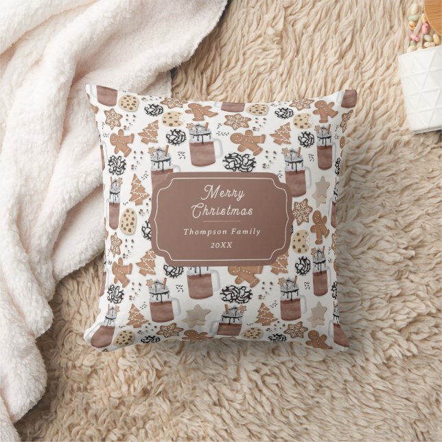 Christmas Cookies and Hot Cocoa Holiday Baking Throw Pillow (Blanket)