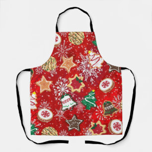 Christmas Cookies and Snowflakes on Red Apron