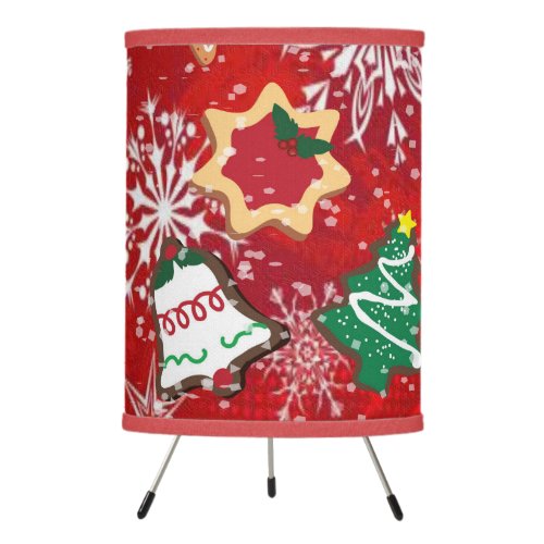 Christmas Cookies and Snowflakes on Red Lamp