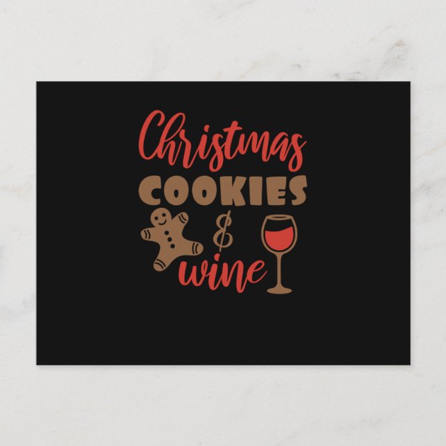 Christmas cookies and wine announcement postcard (Front)