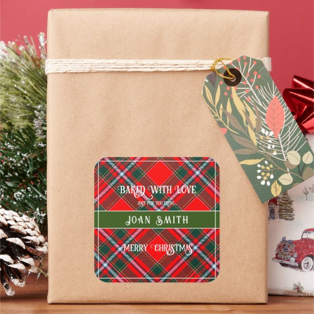 Christmas Cookies Baked With Love  Square Sticker (Holiday)