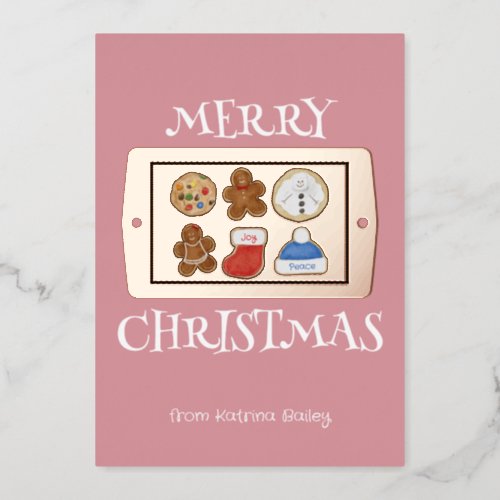 Christmas Cookies Bakery Greeting Foil Holiday Card