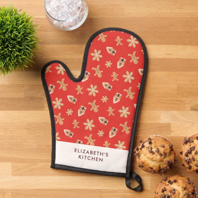 Christmas Cookies Baking Holiday Custom Festive Oven Mitt (Top down)