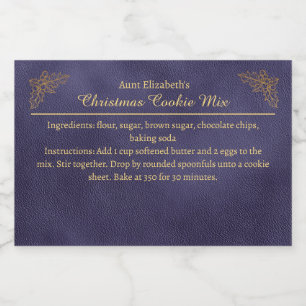 Christmas Cookies Baking Mix Personalized Blue Food Label