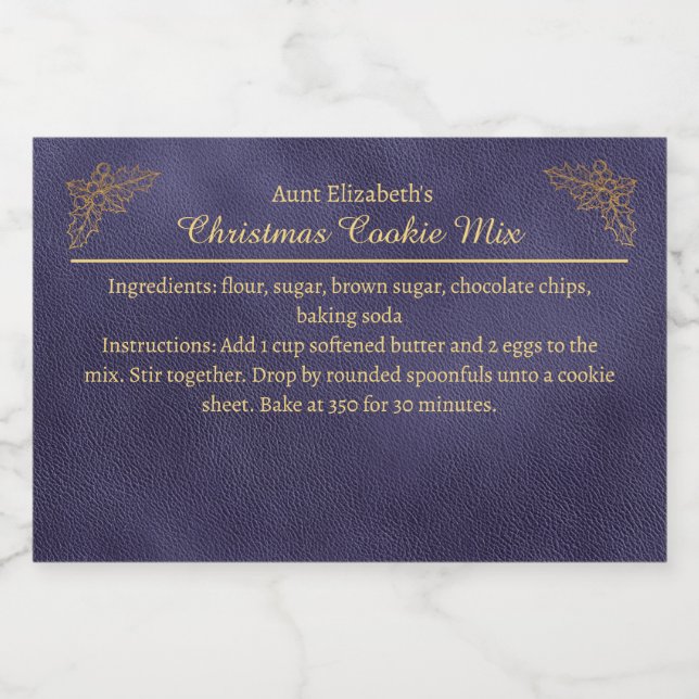 Christmas Cookies Baking Mix Personalized Blue Food Label (Single Label)