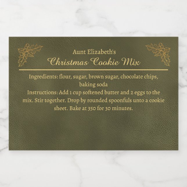 Christmas Cookies Baking Mix Personalized Green Food Label (Single Label)