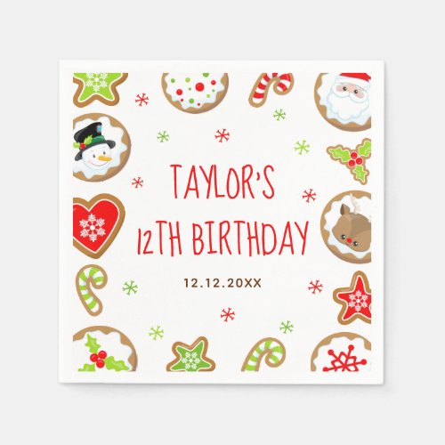 Christmas Cookies Birthday Party Red and Green Napkins