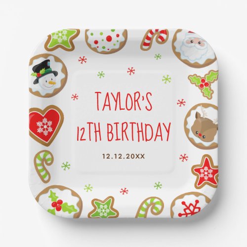 Christmas Cookies Birthday Party Red and Green Paper Plates