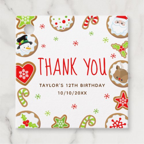 Christmas Cookies Birthday Party Red Thank You Favor Tags