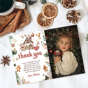 Christmas Cookies Birthday Photo Thank You Card