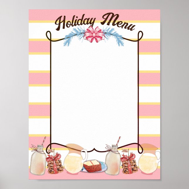 Christmas cookies cake milk holiday bake sale menu poster (Front)